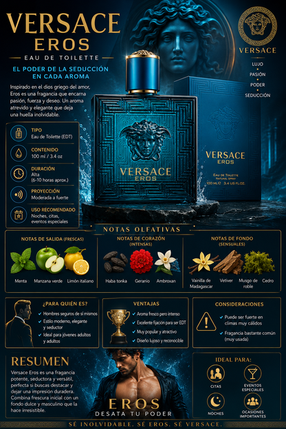 EROS VERSACE 100 ML PERFUME PARA HOMBRE